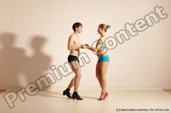 Underwear Woman - Man White Slim Short Brown Dancing Dynamic poses Academic